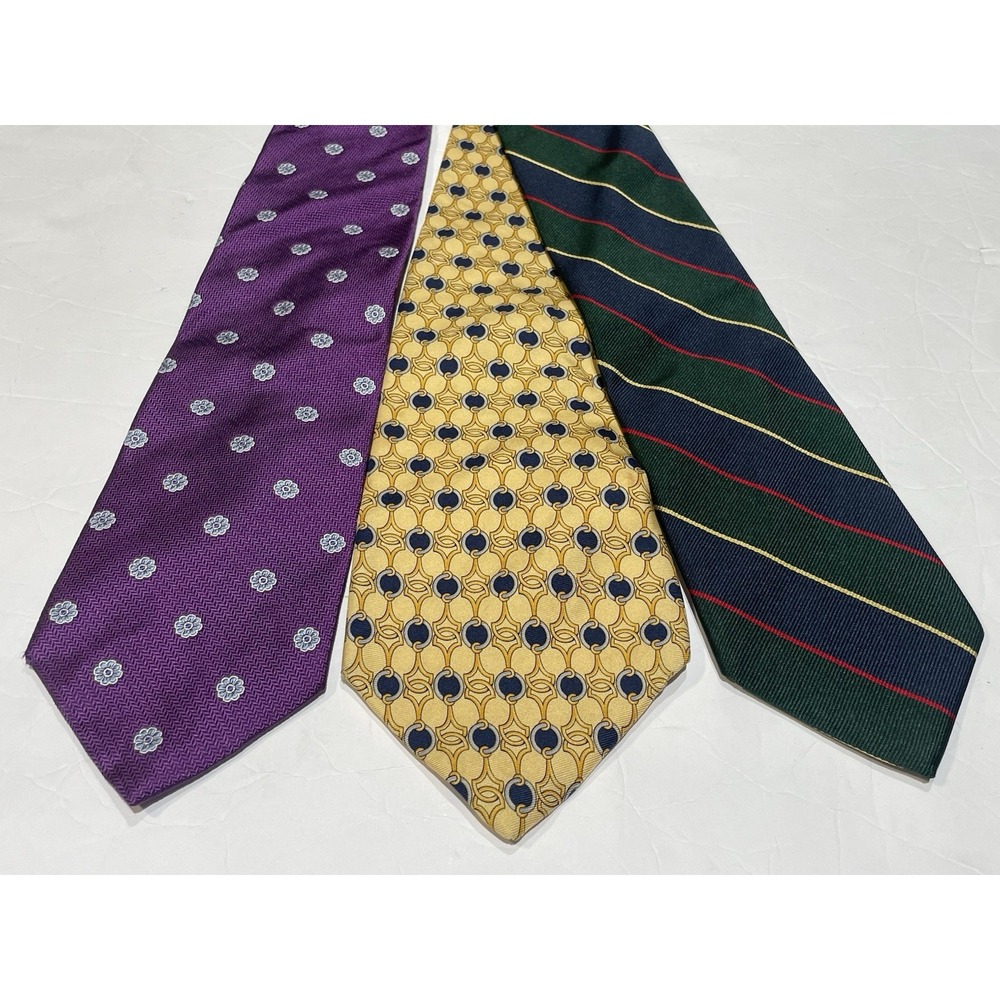Lot of 3 Brooks Brothers Mens Silk Ties Repp Stripe Floral Geometric Neckties